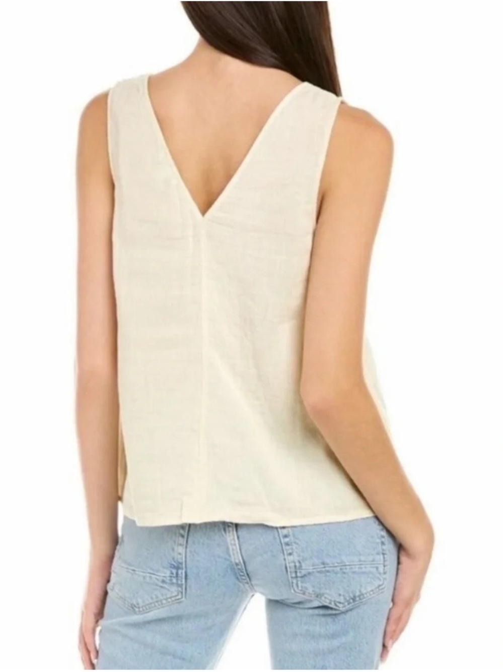 JOHNNY WAS Calme Drape Tank Top XL Cream Sleeveless Cotton Minimalist Lagenlook - Picture 3 of 10